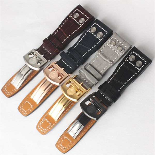 Yeni Watchband 22mm Gerçek İnek Orijinal Deri İzle Band Strap Kemeri IWC Big Pilot Watch Band 2606