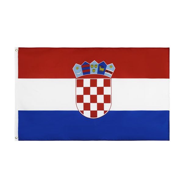 HR HRV Hrvatska Kroatien-Flagge, komplett, hochwertig, 90 x 150 cm, 3 x 5 Fuß, versandfertig, Lagerbestand: 100 % Polyester, 285 Stück