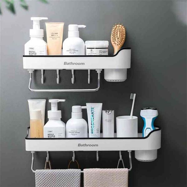 Oneup canto prateleira do banheiro fixado na parede shampoo chuveiro prateleiras titular rack de armazenamento organizador barra toalha acessórios 210423260i