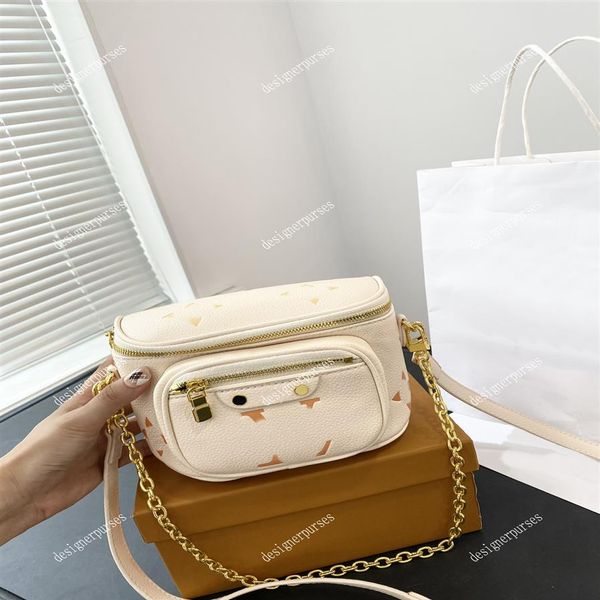TZ Tasarımcılar Mini Bumbag Baskılı Çapraz Vücut Çantalar Moda Omuz Çantaları Bel Çanta Kemer Çantası Kadın Deri Zincir Paketi Luxu184i
