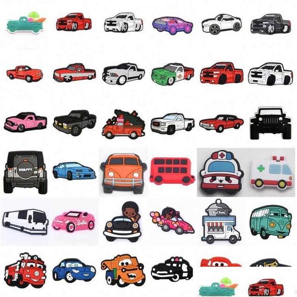 Atletico all'aperto New Custom Racing Car Clog Charms Accessori per cartoni animati Decorazione per scarpe in PVC per scarpe Ragazze Bambini Festa Regali di Natale Drop Otpay