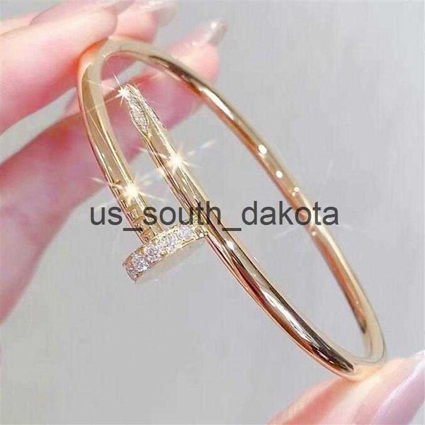 Kette Luxus Glamour Damen Armband Classic Nail Armreif Unisex Valentinstag Hochzeitsgeschenk 18K Gold Schmuck Edelstahl Stee219V x0909