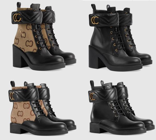 Botas de tornozelo Mulheres Bota Designer Sapatos Moda Duplo Luxo Retro Sapatos de Couro Salto Chunky Ankle Belt Botas Outfit Jack Locomotive Botas Tamanho 35-42