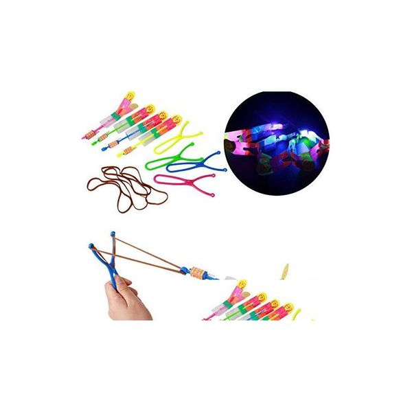 Novidade Iluminação Incrível Luz Flecha Foguete Helicóptero Voador Brinquedo Festa Divertido Presente Elástico Piscando Gow Up Chirstmas Brinquedos Led Drop Del Dhiqp