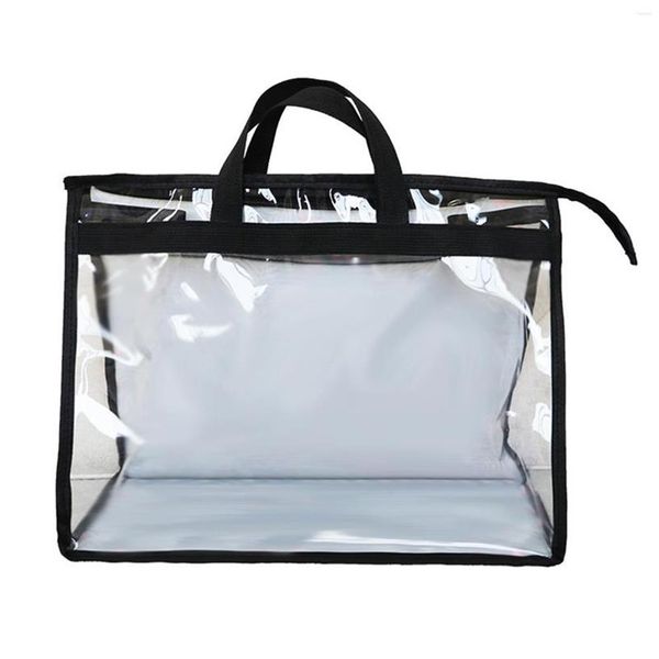 Sacos de armazenamento Saco à prova de poeira transparente Protable Mulheres Bolsa Bolsa Capa contra poeira com zíper Protetor à prova de água NI268f