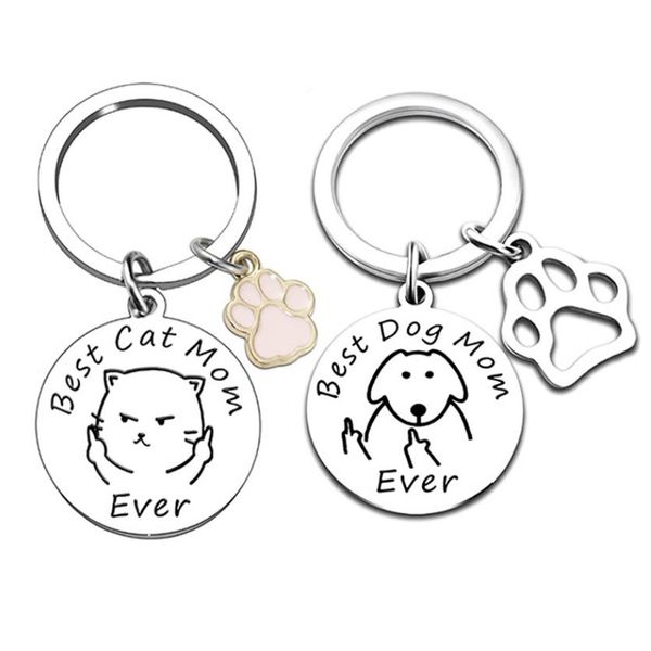 Ever Best Dog/Cat Mom Pet Lover Schlüsselanhänger Muttertag Weihnachten Thanksgiving Geschenk Edelstahl