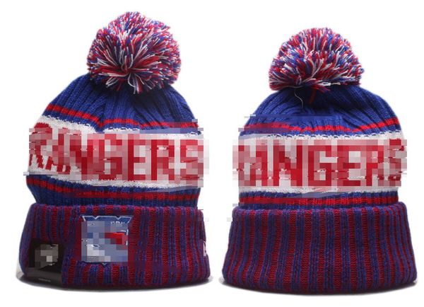 2023 Hockey Rangers Beanie Nordamerikanische Teamseite Patch Winter Woll Sport Strick Hat Schädel Kappen Mützen A0