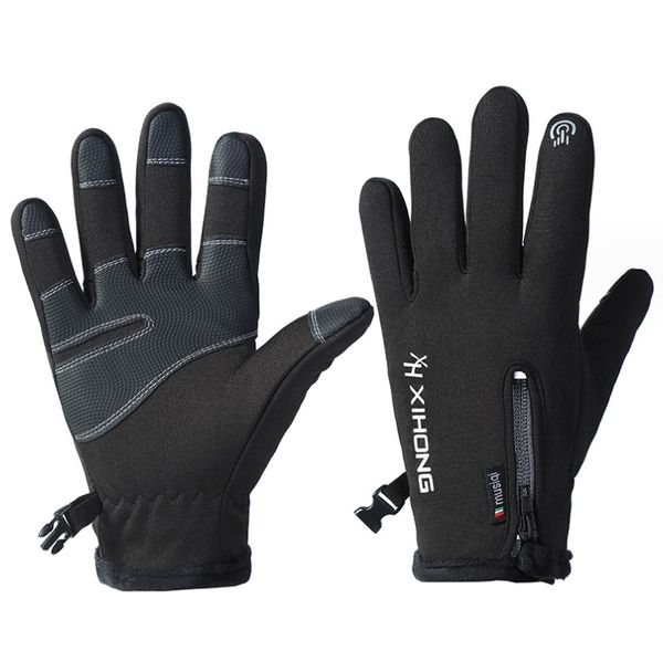 Winter Outdoor Radfahren Handschuhe Großhandel Touchscreen Reißverschluss Sport Wasserdichte und langlebige Plüsch Bergsteigen Skifahren Warme Handschuhe