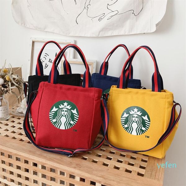 Borsa da donna coreana Sacchi di roba Borsa a tracolla di moda Starbucks Canvas Crossbody Organizer Borse per la spesa Fresh Lady Tote Preppy S197s