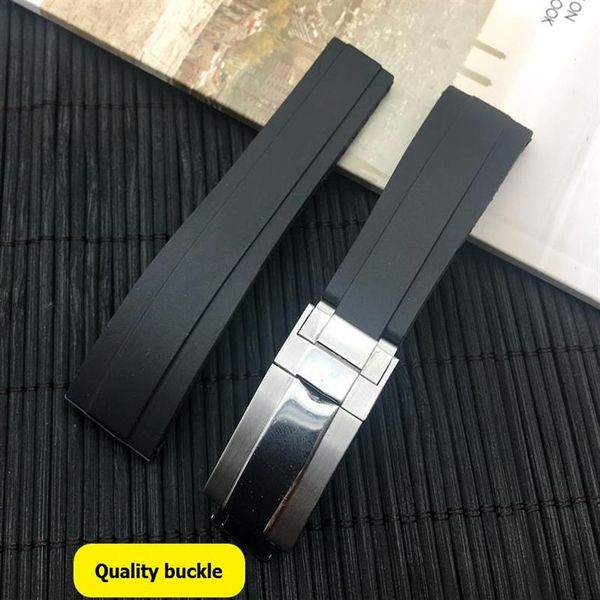 Cinturino per orologio in gomma siliconica nera naturale da 20 mm per ruolo GMT OYSTERFLEX Bracciale275F