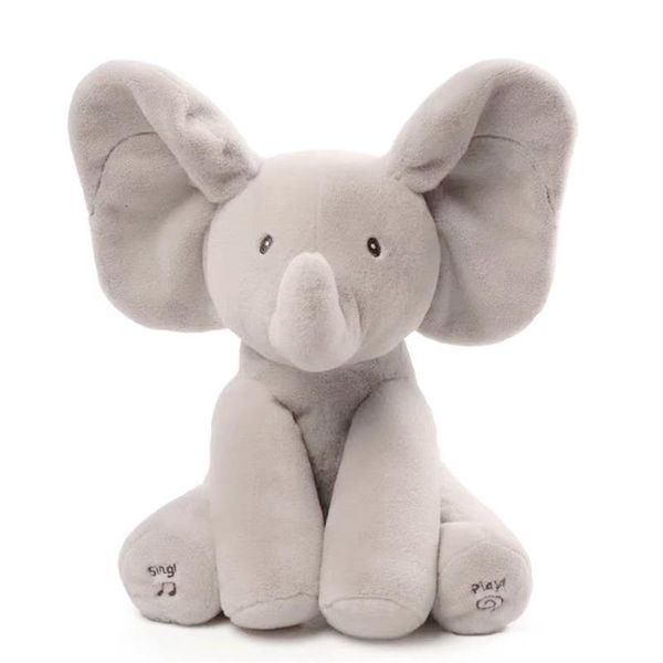 Bambole di peluche Nascondino Elefante Baby Animal Peluche Orecchie Muoversi Giocattolo musicale elettrico Gioca a giochi Bambole cantanti parlanti per bambini238v