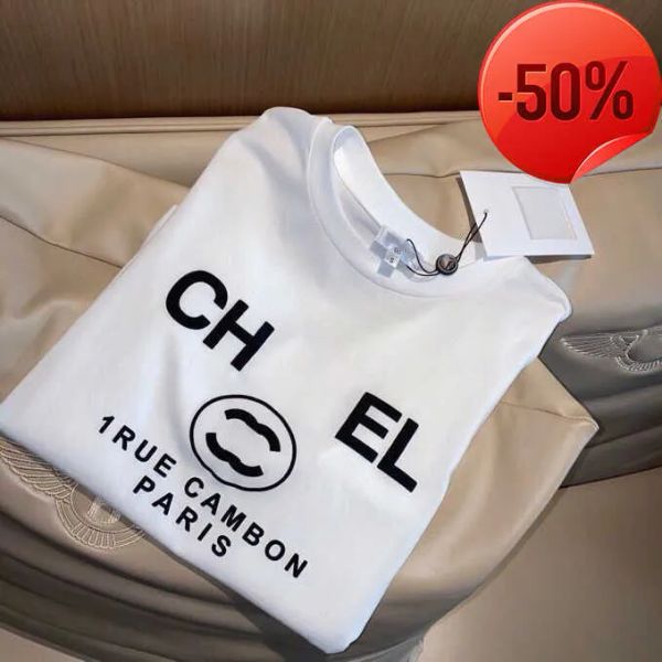 Vendita calda Designer Haute Couture2023 Versione avanzata T-shirt da donna Francia Abbigliamento alla moda C Lettera Stampa grafica Coppia Moda Cotone Girocollo
