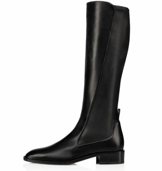 Inverno Capahutta Mulheres Botas de Tornozelo Preto Bezerro Couro Vermelho Designer Joelho Bota Apontada Toe Stiletto Heel Lady Chunky Sole Motocicleta Botas Festa Casamento 35-43