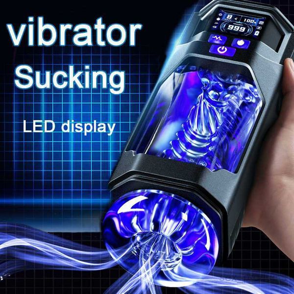 Brinquedo sexo massageador masturbador automático para homens monitor lcd máquina de sucção aquecimento vagina real boquete masculino masturbação equipamentos adultos suprimentos y8c9