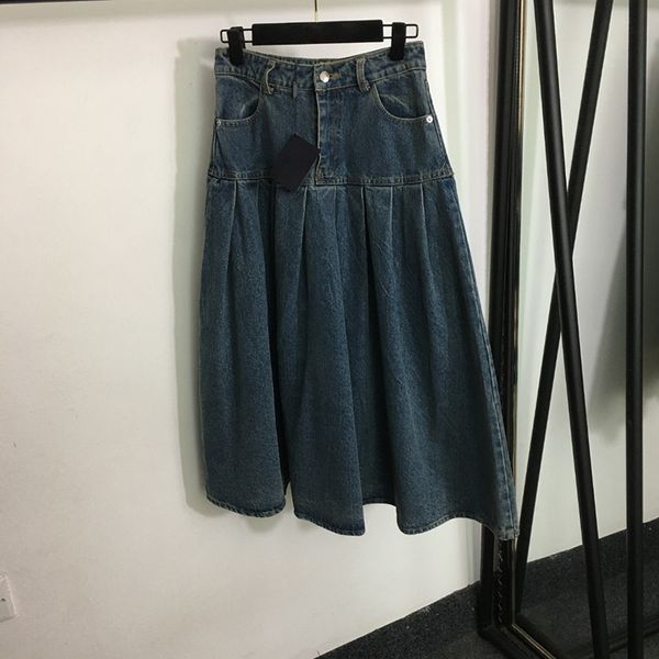 Vestido jeans de cintura alta feminino, saia jeans com charme de personalidade, vestido casual para festa, banquete, vestidos de marca