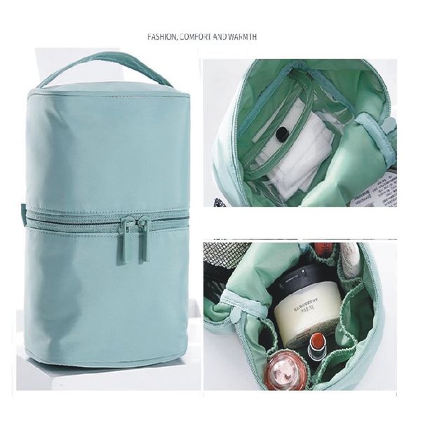 Borsa per il trucco multifunzionale Borsa per il lavaggio a mano con cilindro da viaggio portatile Borsa per cosmetici pieghevole in cinque colori283u