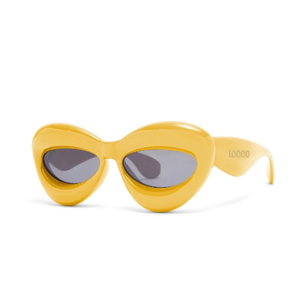 Modische Sonnenbrille für Damen, aufgeblasene Cateye-Sonnenbrille, bunte Luxus-Herren-Sonnenbrille, Vollformat-Brille, Sonnenbrille mit Box-Ornament