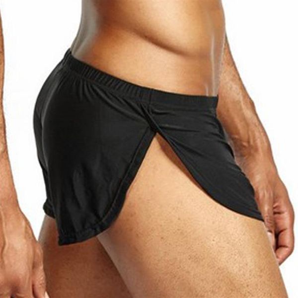 Mens Ropa Interior Hombre Pantaloni da casa arrotondati in seta di ghiaccio Confezione da 4 pigiami corti Boxer sexy Para mutande intimo gay223t