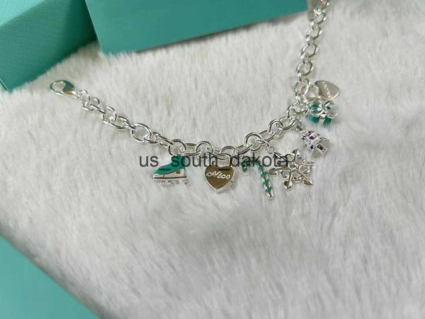 Cadeia T marca luxo charme pulseiras para mulheres meninas doce coração floco de neve caixa de presente pingente pulseira jóias com caixa x0909