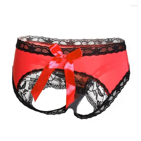 Calcinha feminina erótica sexy lingerie para mulheres floral renda corte aberto bupanties bowknot back briefs senhoras lo2020