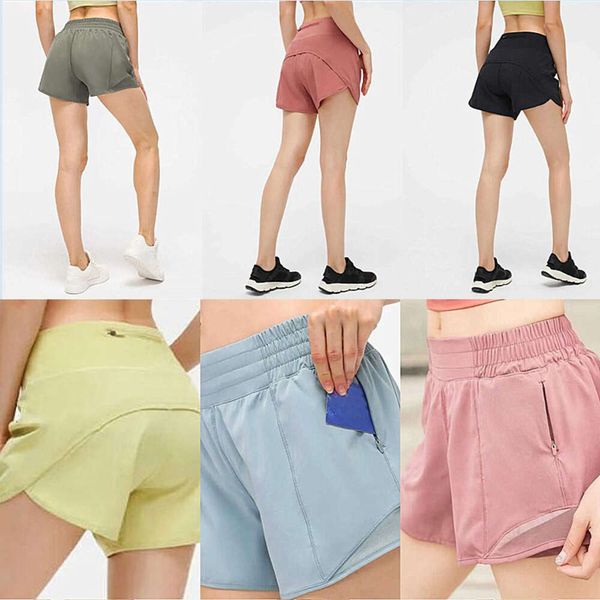 Pantaloncini da yoga da donna lululemens Hotty Hot Pants Pocket Quick Dry Speed Up Abbigliamento da palestra Abbigliamento sportivo Fitness traspirante Vita alta elastica Leggings lulu