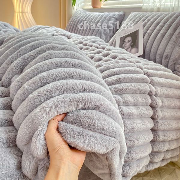 Winter-Designer-Bettwäsche, Plüsch-Bettbezüge, Bettwäsche-Set, Einzelbett, weiß, Doppelbett, Einzelbett, Queen-Size-Bett, King-Size-Bett