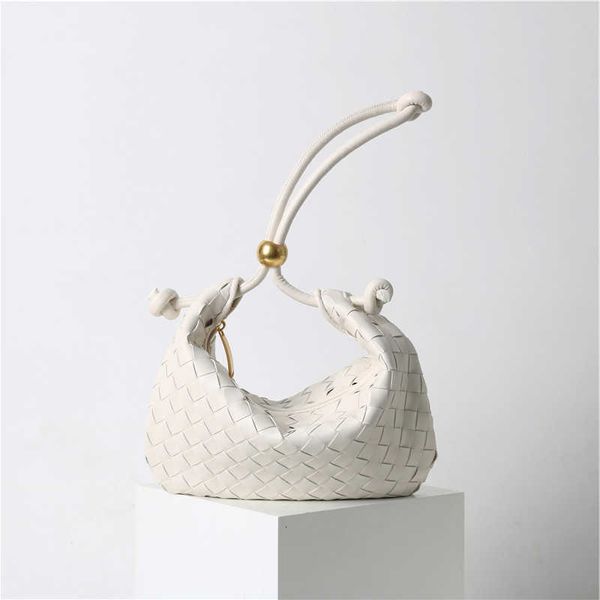 Abottegasventas Sac fourre-tout design Mini Jodie Candy Sac en cuir de vachette tissé Boule en métal Sac en cuir véritable Shell Cloud Dumpling Sac à bandoulière unique sous les bras Sac de transport Q49C