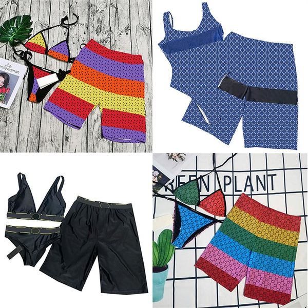 Trendy Paar Sommer Bademode Badeanzug Männer Schwimmen Lkw Textil Sport Strand Hosen Frauen Badeanzüge Für Liebhaber Honeymoon242E