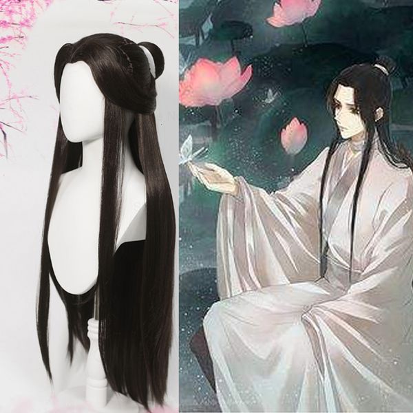 Parrucche Cosplay Anime Heaven Benedizione ufficiale Cosplay Xie Lian Parrucca Capelli neri Tian Guan Ci Fu Hanfu Parrucche XieLian Cosplay Parrucca Protezione per parrucca 230908