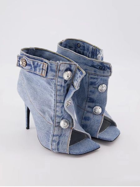 Sommer Brandneue Tasche Design Mode Denim High Heel Sandalen Beliebte Charmante Frau Schuhe Komfort Hausschuhe Große Größe Für Mädchen Party Schuhe