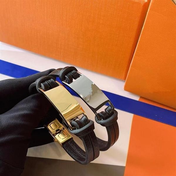 Luxo esconder corda charme pulseira designer casal jóias oco para fora carta pulseiras de aço inoxidável feminino moda masculina pulseira unise2956