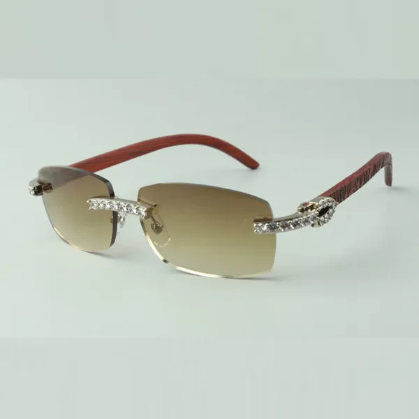 XL-Diamant-Holzsonnenbrille 3524026 mit Beinen aus natürlichem Tigerholz und 56-mm-Gläsern