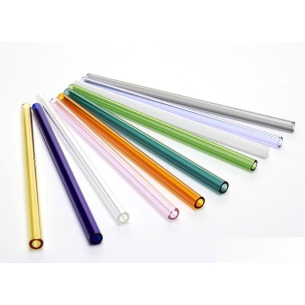 Canudos bebendo atacado colorido borosilicato cocktail vidro sts comprimento 20cm estreito 8mm st para festa navio entrega gota casa jardim otie3