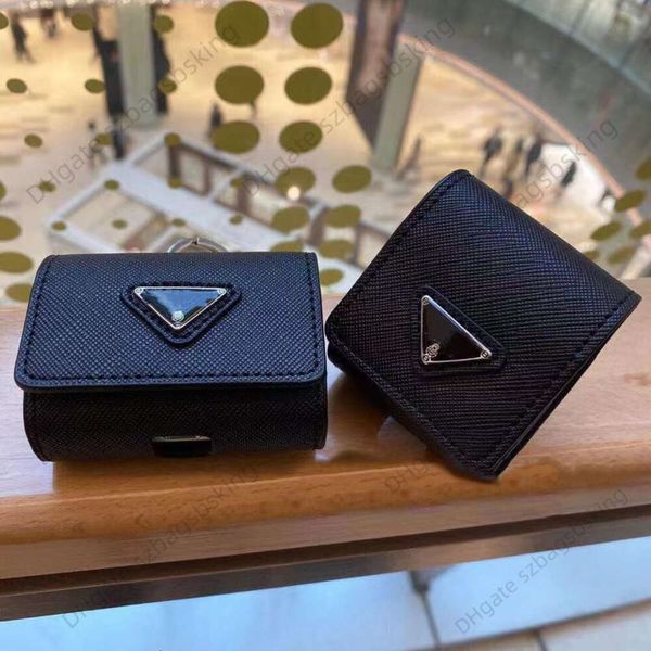 Moda markası değişimi cüzdan klasik lüks basılı cep telefonu Bluetooth kulaklık çantası depolama çantası yüksek kaliteli deri kulaklık kapağı düşme önleyici sert çanta