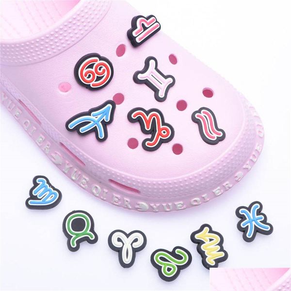 Charms Kinder-Clogs, benutzerdefinierte PVC-Horoskop-Sternzeichen-Schuh-Clog für Werbe-Schuhe, Dekoration, Drop-Lieferung, Otb3W