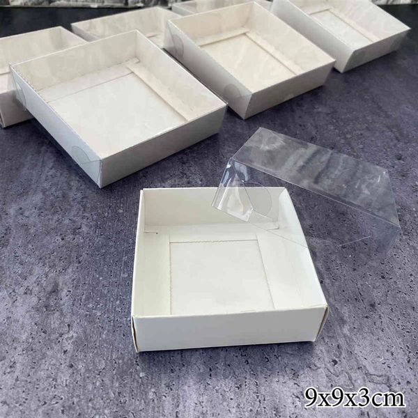 Caixa de presente de bolo branco embalagem de papelão transparente janela de pvc transparente tampa biscoito doces roupas de casamento vestido caixas de convidados 210323169b