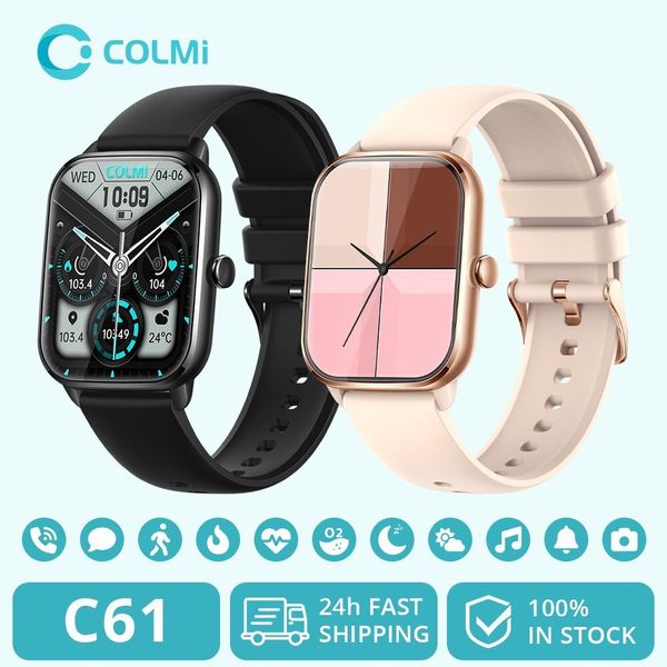 Relógios inteligentes Colmi C61 Smartwatch 19 polegadas de tela cheia Bluetooth Calling Freqüência cardíaca Sleep Monitor 100 Modelos esportivos ASSENHAR PARA MENINAS Mulheres 230909