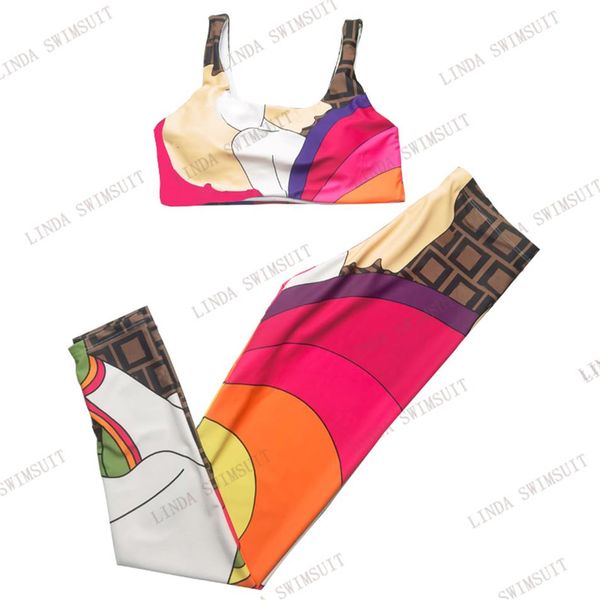 Trajes de yoga para mujer Leggings sexy Diseñadores de lujo Traje de gimnasia Sujetadores y pantalones Conjuntos de empalme Color Letras completas Imprimir Deportes viste an2516