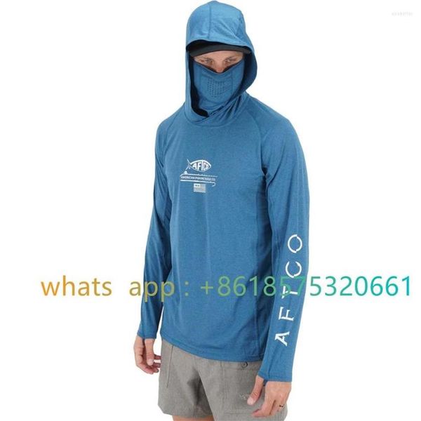 Jagdjacken Aftco Fishing Hoodie Shirt für Männer und Frauen Langarm Wandern mit Maske UV Neck Gaiter Top294l