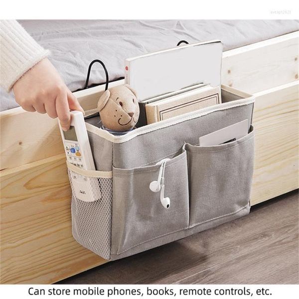 Caixas de armazenamento 1 pc feltro saco de cabeceira bolsa cama mesa sofá tv controle remoto pendurado caddy sofá organizador titular pockets292h