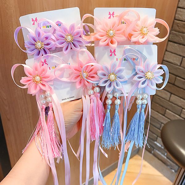 Hanfu antigo headwear streamers menina antigo hairpin acessórios de cabelo estilo chinês cartão de cabelo menina headwear