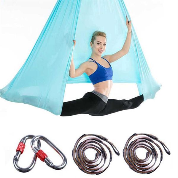 Flying-Aerial Yoga-Hängematte, Stoffschaukel, neueste multifunktionale Anti-Schwerkraft-Yoga-Gürtel für Yoga-Training, Pilates für Sport, komplettes Set H298S