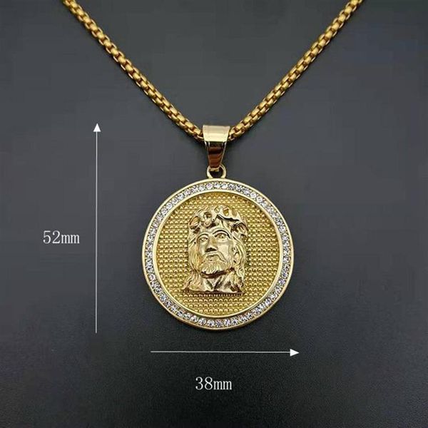 Anhänger Halsketten Hip Hop Gold Farbe Edelstahl Jesus Stück Anhänger Für Männer Rapper Schmuck Drop229S