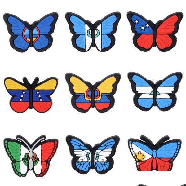 Schuhteile Zubehör Weltflagge Clog Charms für Geschenk Internationaler Charme Großhandel Mexikanische Flaggen Schuhe Pins Sandale Dekoration Drop D Otoa2AA188
