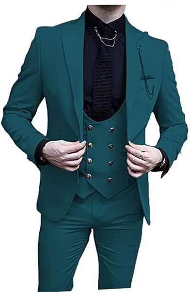 Herrenanzüge Blazer Grüner Hochzeitsanzug für Bräutigam Formelle Smoking Slim Fit Prom Party Benutzerdefinierte Männer 3-teilige Jacke Hosen Weste Männliche Kleidung 230909