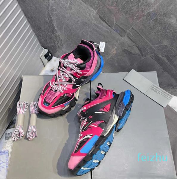 Designer Track Glow Dress Shoes Tess.s.gomma Rosa Azul Lace Up Trainer Sapatos Tênis com Caixa