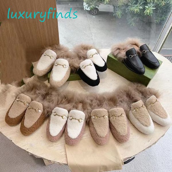 Fur Lined Slides Mules Mulheres Chinelos Sapatos Loafer 100% Couro Real Luxo Tamanho 34-42 Designer Top Quality Shearling-Forrado Princetown Classics Dress Shoes Moda