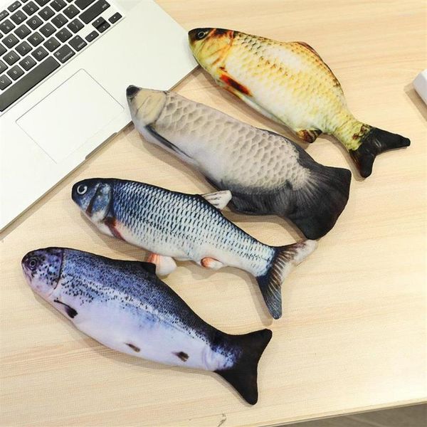 Cat Oyuncaklar 30cm Elektronik Pet Oyuncak Elektrikli USB Şarj Simülasyonu Balık çiğneme için zıplayan balık ısırma malzemeleri 283W