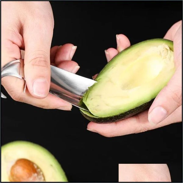 Obst Gemüse Werkzeuge Passion Opener Edelstahl Wal Avocado Kiwi Open Cutter Küchenhelfer mit Löffel Großhandel 0910