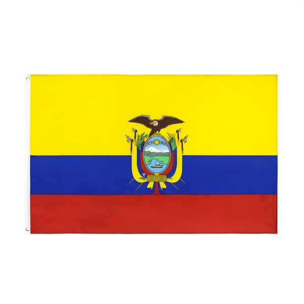 Ekvador Natinal Bayrak Perakende Direkt Fabrikası Bütün 3x5fts 90x150cm Polyester Banner Kapalı Açık Kullanım Tuval Kafası Metal ile 246V